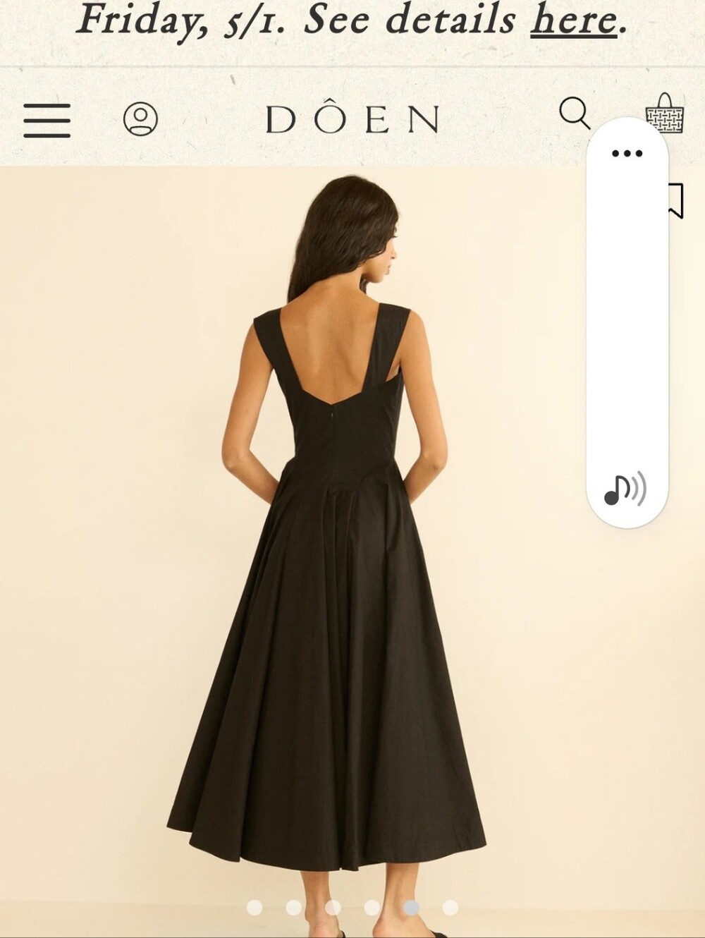 Doen Riviera Dress In Black - Picture 4 of 5